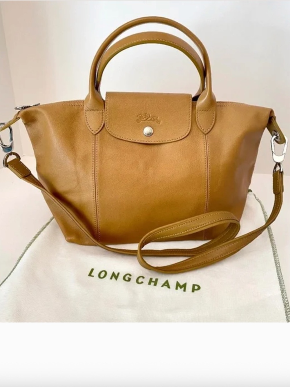 Longchamp Le Pliage Cuir Lambskin CUMIN small leather bag